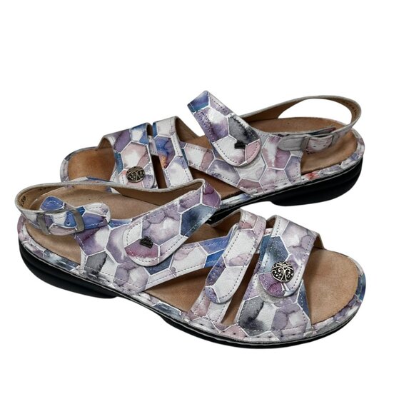 Finn Comfort Pastel Leather Gomera 39 US 8/8.5 Womens Sandals EUC Adjustable - Picture 2 of 6